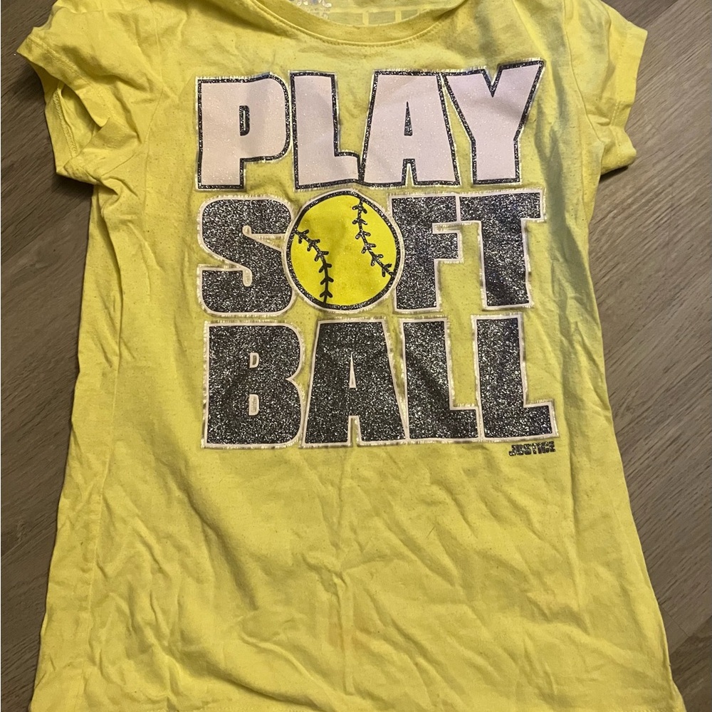 Justice Yellow Softball Graphic Tee